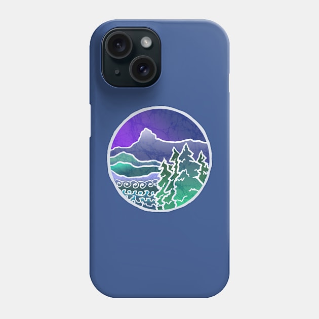 Mountain Tree Circle Batik Phone Case by Aurora X