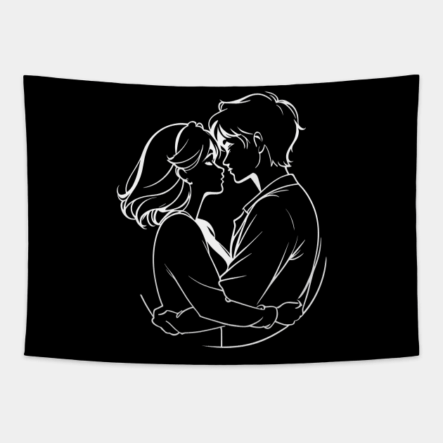 Fingerprint Kiss - I Love My Valentine Tapestry by Orento