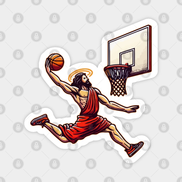Funny Basketball Retro Jesus Christ Magnet by TomFrontierArt