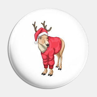 Reindeer Christmas Santa hat Pin