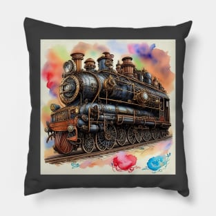 Steampunk locomotive Pillow