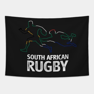 South African Rugby with South Africa Flag Colors Tapestry