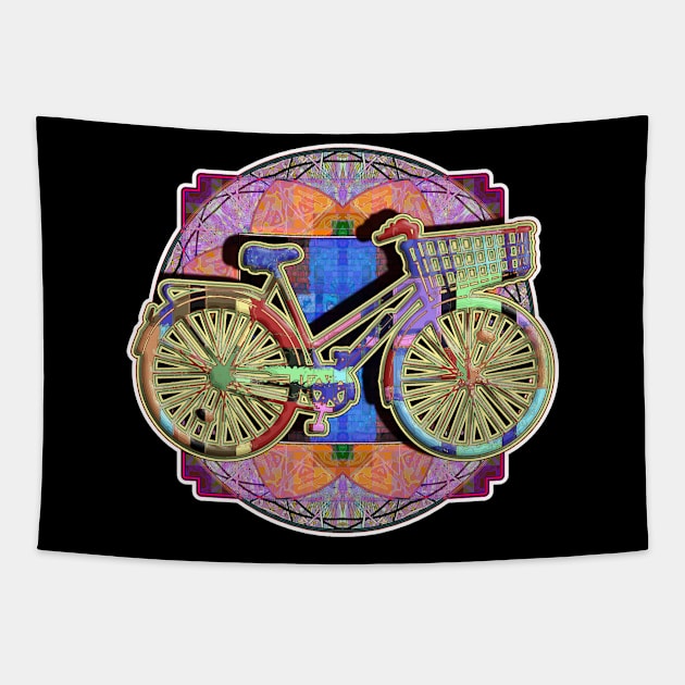 Art Deco Urban Bicycle Design Right Tapestry by crunchysqueak