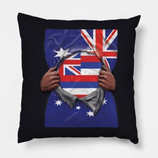 Hawaii Flag Australian Flag Ripped - Gift for Hawaiian From Hawaii Pillow