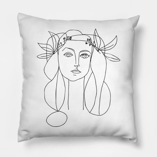 Picasso Woman Sketch Portrait Pillow by REVE DE VENUS