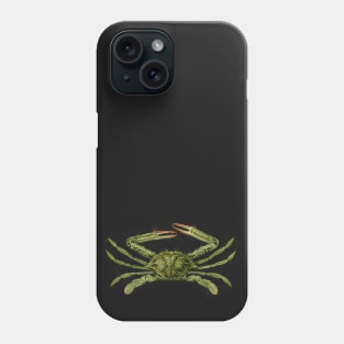 Green Swimming Crab Vintage Scientific Drawing Phone Case