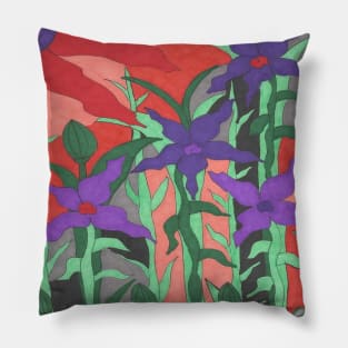 Twilight Sun Garden Floral Art Pillow