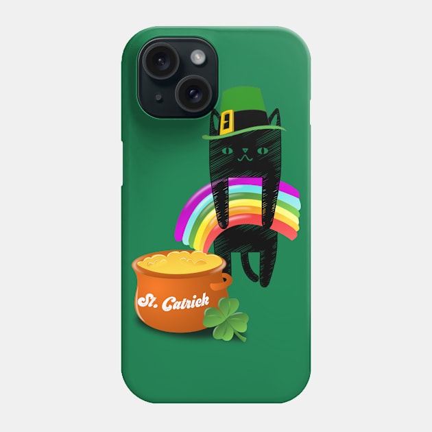 Funny Cat Lover St. Patrick's Day St. Catrick's Day Leprechaun Rainbow Irish Phone Case by HuntTreasures