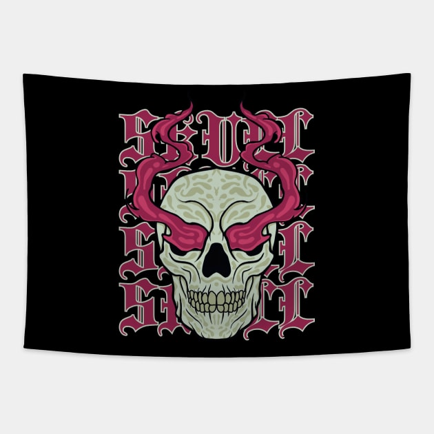 Fire eye skull Tapestry by NexWave Store