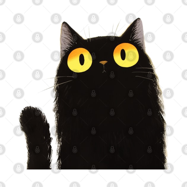 Cute black cat curiously staring at you by Eine Creations