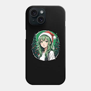 green haired anime girl in red hat Phone Case