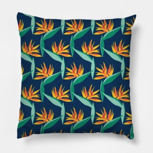 Bird of Paradise Blue Pillow