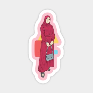Hijab Girl Red Dress Magnet