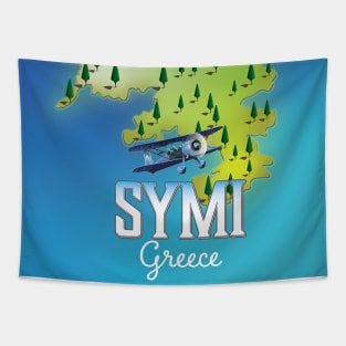 Symi Island Greece travel poster Tapestry