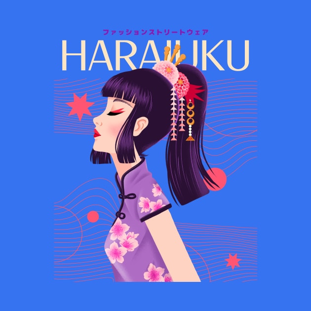 harajuku Girl Japan Japanese by Tip Top Tee's