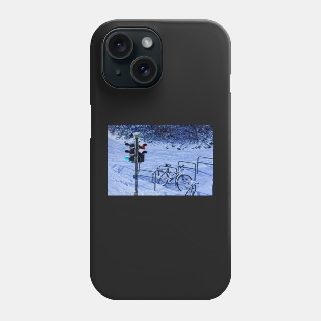 Traffic lights, traffic lights, snow, winter, dusk, evening Phone Case by Kruegerfoto