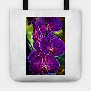 Purple Impasto Orchids Tote