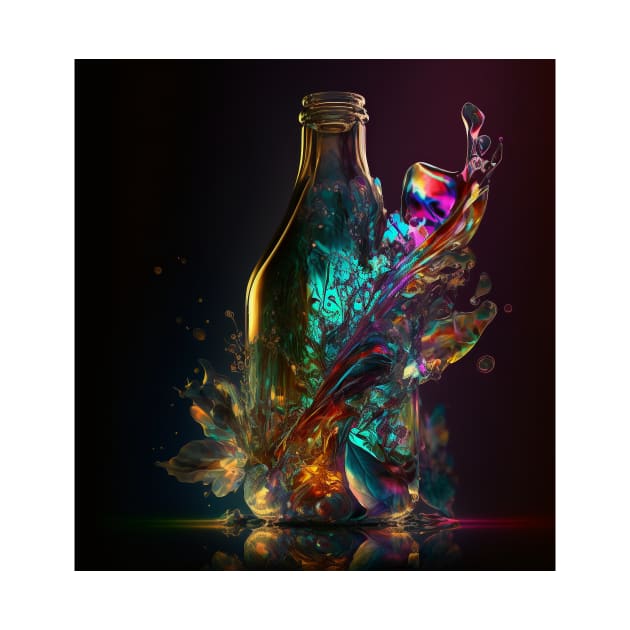 Living Life in Colour Abstract Bottle by AICreateWorlds