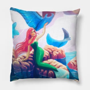 A mermaid and the migration of the manta ray Pillow