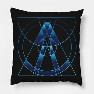 Galaxy space geometric abstract lineart blue Pillow