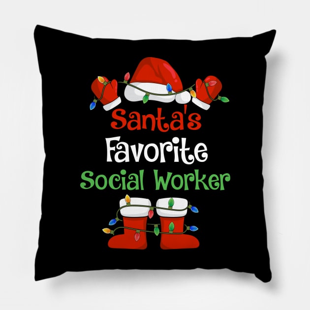 Santa's Favorite Social Worker Funny Christmas Pajamas Pillow by cloverbozic2259lda