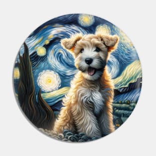 Starry Soft Coated Wheaten Terrier Portrait - Dog Portrait Pin