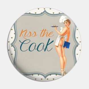 Vintage Pinup Girl Retro Kiss the Cook Pin Up Girl Pin