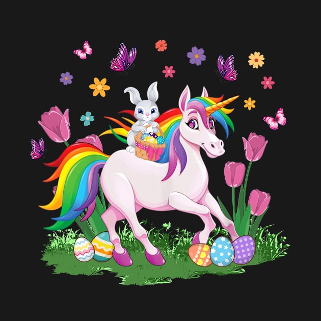 Egg Basket Rabbit Riding Unicorn Happy Easter Day Outfit by webster