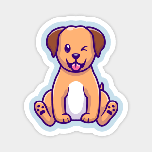 Cute Dog Sitting Cartoon Magnet