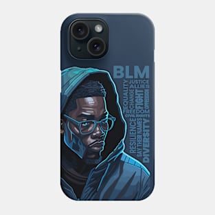 Black Man in Hoodie with BLM Word Cloud Phone Case