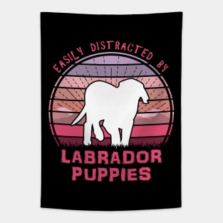 Easily Distracted By Labrador Puppies Tapestry