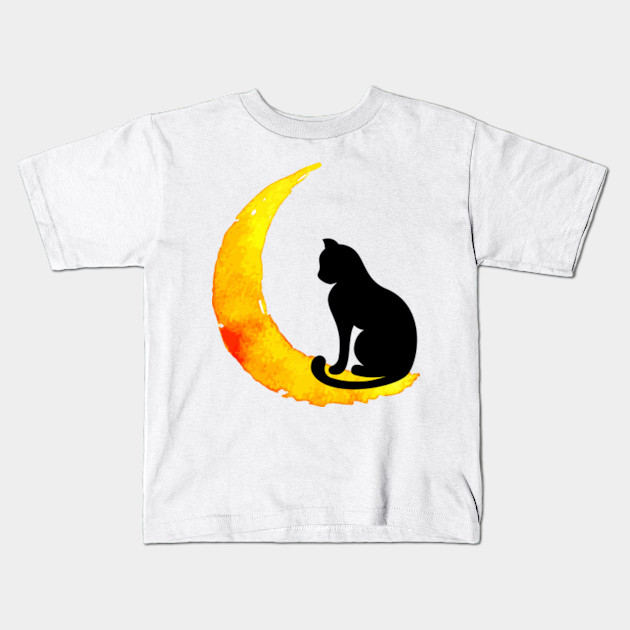 Black Cat Crescent Moon Black Cat Crescent Moon Kids T Shirt
