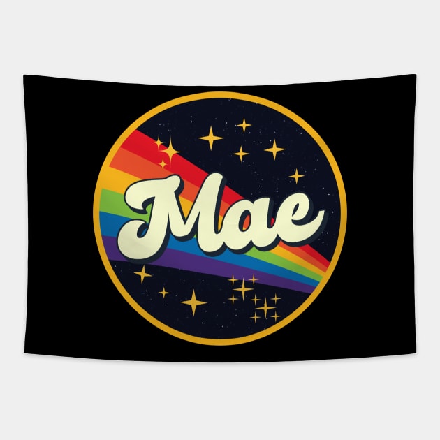 Mae // Rainbow In Space Vintage Style Tapestry by LMW Art