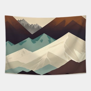 Retro Mid Century Modern Minimalist Neutral Scandinavian Art Mountain Tapestry