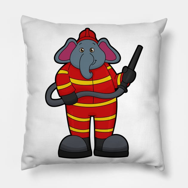 Elephant as Firefighter with Hose Pillow by Markus Schnabel