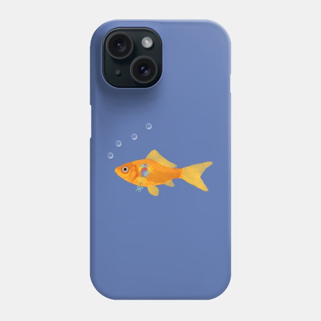 Goldfish with Flowers Phone Case by ahadden