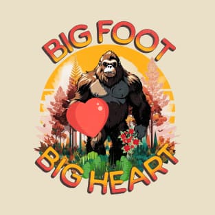 Bigfoot Hearts Valentines Day Big Foot Big Hearts Sasquatch T-Shirt