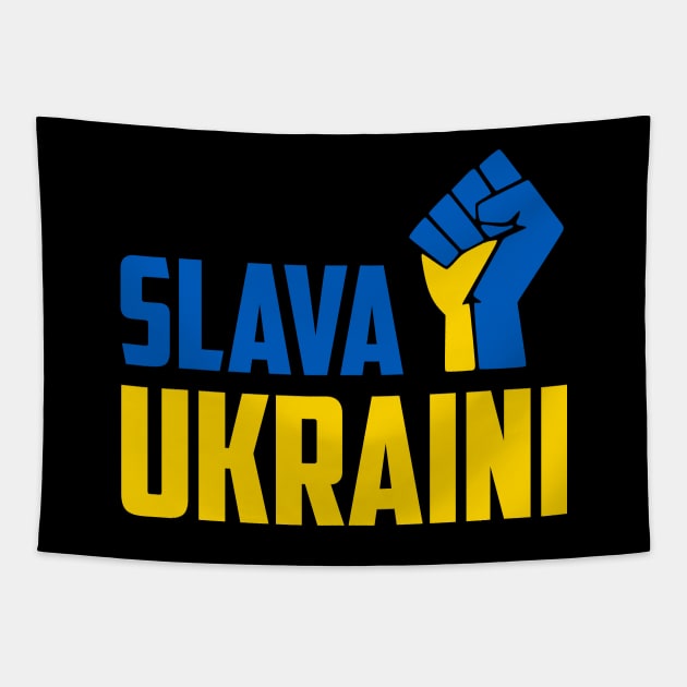 SLAVA UKRAINI GLORY TO UKRAINE PROTEST PUTIN PROTEST RUSSIAN INVASION Tapestry by ProgressiveMOB