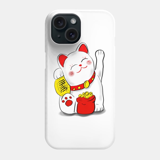 Wacky waving lucky cat Phone Case by silentrob668