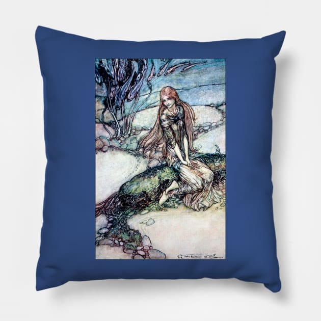 Undine Beneath the Water - Arthur Rackham Pillow by forgottenbeauty