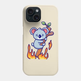 Cute Koala Hanging On Burning Tree Phone Case