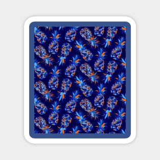 Blue Mosaic Pineapples Magnet