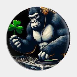 St Patricks Day Bigfoot Sasquatch DJ Saint Paddys Irish Pin