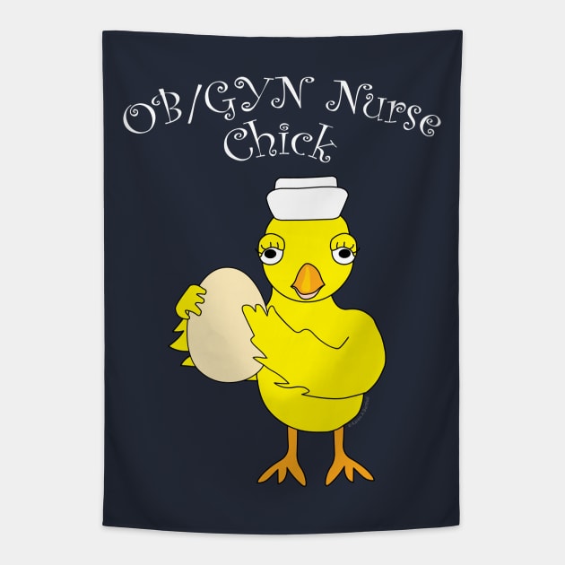 OB/GYN Nurse Chick White Text Tapestry by Barthol Graphics