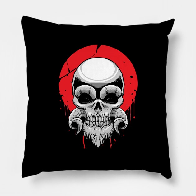 Demon Skull Bloody Moon Pillow by BakaOutfit