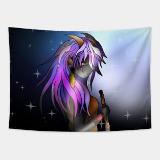 Beautiful tiefling (dark elf) druid Tapestry