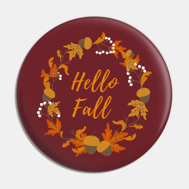 Hello Fall Autumn Design Pin by Ken Adams Store