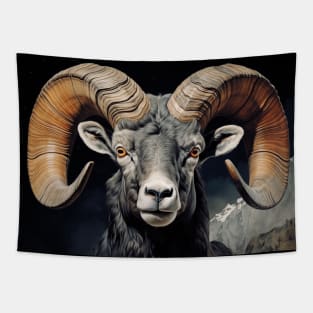 Bighorn Sheep Ram Wildlife Illustration Tapestry