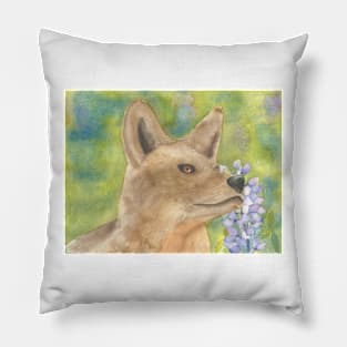 Coyote With Lupine Pillow