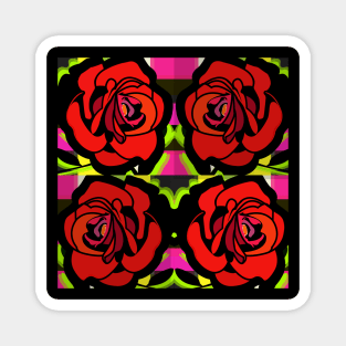 Four Red Roses Magnet